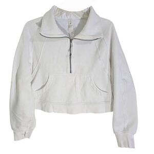 Lululemon Quarter Zip Pullover Cropped Sweatshirt M/L White Athleisure Jacket